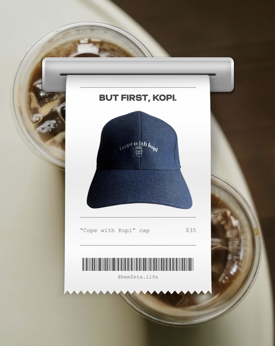 Cope with Kopi cap product mock